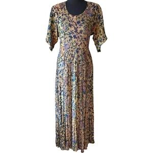 Vintage 90s Moody Floral Rayon Babydoll Maxi Dress by Starina - Size Medium